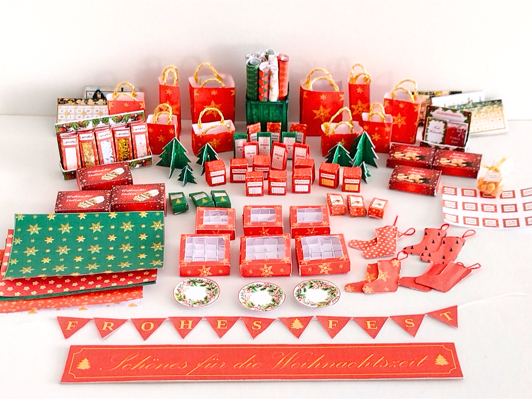 Bastelbögen Weihnachts-Miniaturen Rot