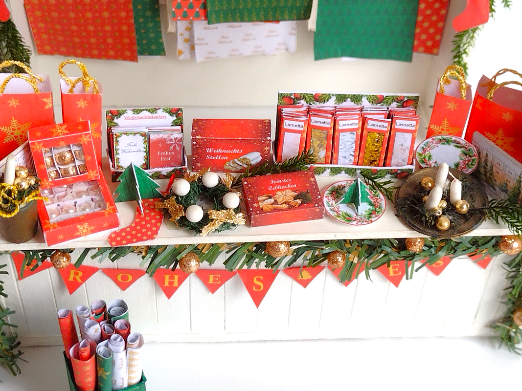 Bastelbögen Weihnachts-Miniaturen Rot