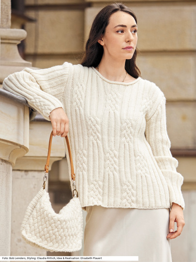 Pullover mit XL-Ärmeln und Tasche