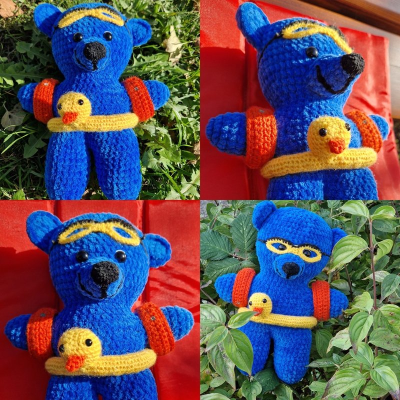 Häkelanleitung Gustibär mit Accessoires