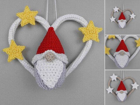 Weihnachts-Gnom Dekohänger - einfach aus Wollresten