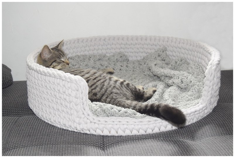 + LEO + Katzekörbchen häkeln, Schlafkorb, Katzenkorb, Hundekörbchen