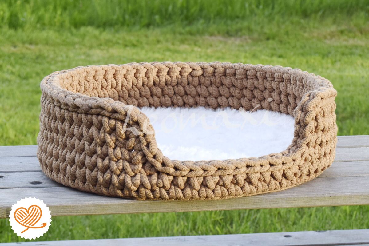 + LEO + Katzekörbchen häkeln, Schlafkorb, Katzenkorb, Hundekörbchen - Bild 6