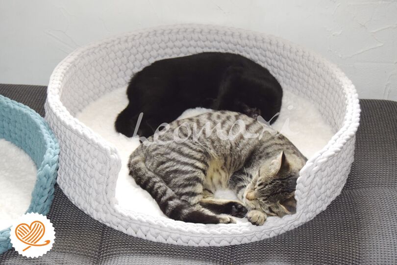 + LEO + Katzekörbchen häkeln, Schlafkorb, Katzenkorb, Hundekörbchen