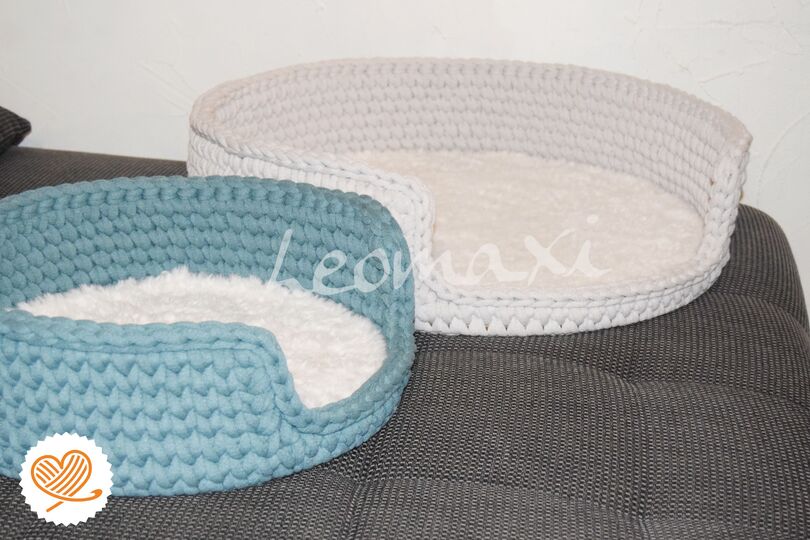 + LEO + Katzekörbchen häkeln, Schlafkorb, Katzenkorb, Hundekörbchen