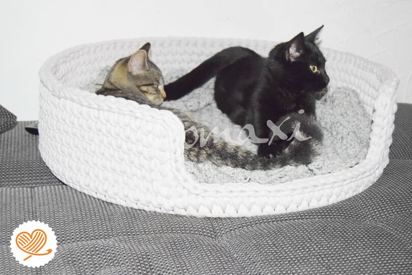 + LEO + Katzekörbchen häkeln, Schlafkorb, Katzenkorb, Hundekörbchen
