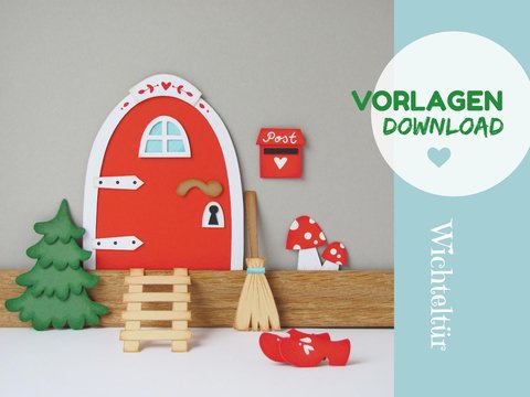 Wichteltür-Vorlage für Fotokarton für Wand oder Fenster