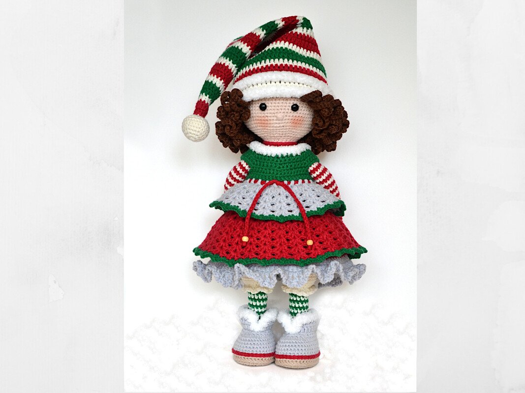Christmas doll crochet pattern gnome, crochet elf LORA - Image 7