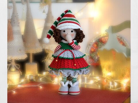 Weihnachtspuppe Häkelanleitung Wichtel, Häkelelfe LORA