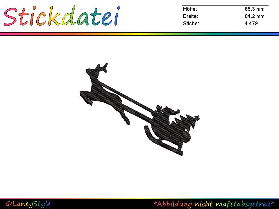 Stickdatei Rentier-Weihnachtsmann-Schlitten