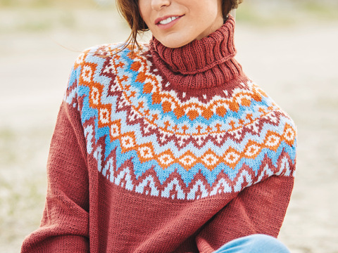 Rollkragenpullover im Jacquardmuster