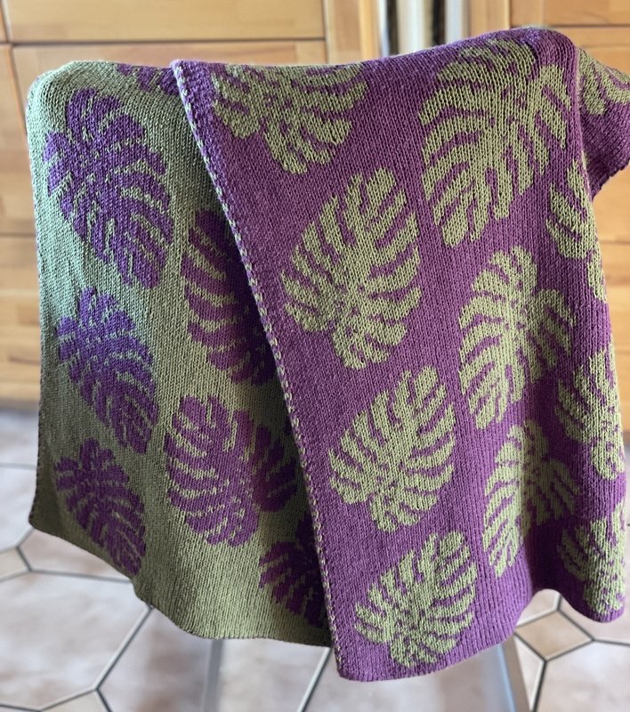 Tuch Monstera-Blätter Double-Face gestrickt