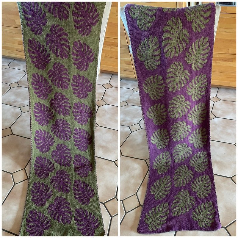 Tuch Monstera-Blätter Double-Face gestrickt - Bild 6