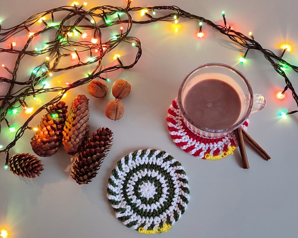Christmas Peppermint Candy Coasters - Crochet Pattern for Beginners - Image 6
