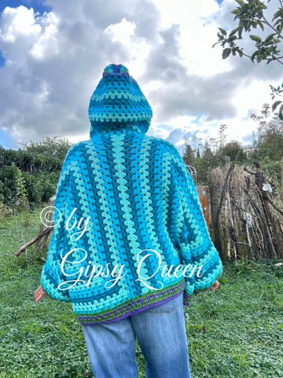 Häkelanleitung Kuscheljacke, Jacke häkeln, Kapuzenjacke häkeln