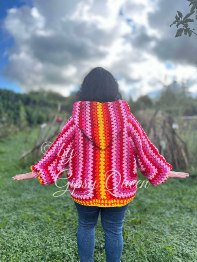 Häkelanleitung Kuscheljacke, Jacke häkeln, Kapuzenjacke häkeln