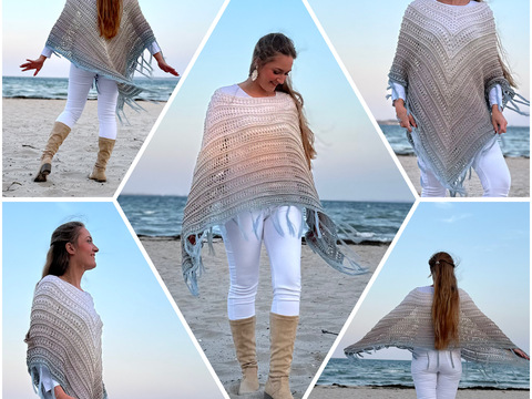 Häkelanleitung 1-Bobbel-Boho-Poncho "Boho Beach"