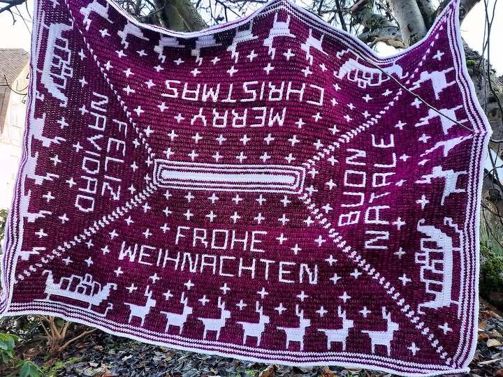 Anleitung Weihnachtsdecke mit Tutorial Overlay-Häkeltechnik - Bild 3