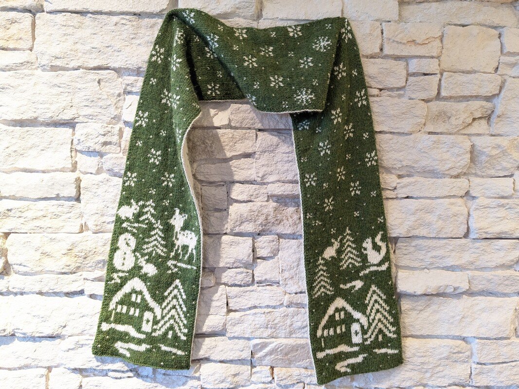 Scarf "Winter Fairy Tale" - Double knitting pattern