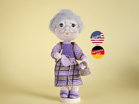 Die gemütliche Oma Gerda häkelt sich einen Schal - Amigurumi Häkelanleitung