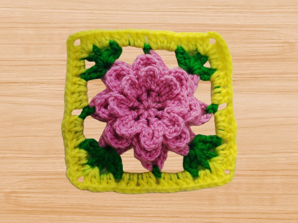 A crochet multilayers flower square motif pattern