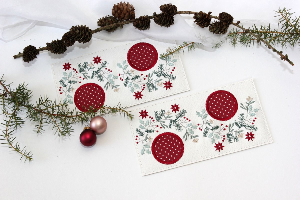 Stickdatei Untersetzer Teelicht Weihnachten Zweige Advent - Bild 2