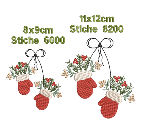 Stickdatei Zweige Weihnacht Handschuhe SET