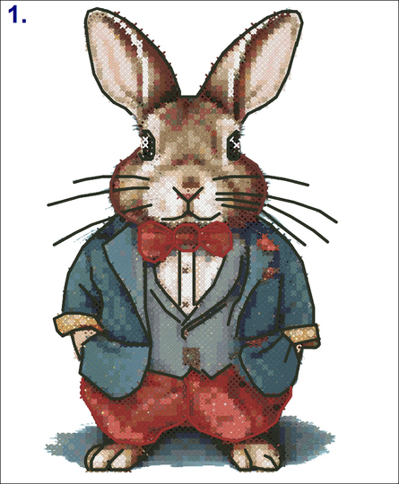 cross stich pattern template 14Ct Aida Sticken Rabbit