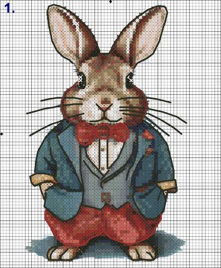cross stich pattern template 14Ct Aida Sticken Rabbit