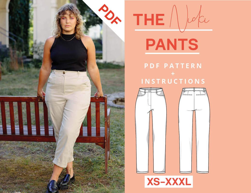 Chino Pants Sewing Pattern Ladies XS-XXXL Pants Pattern