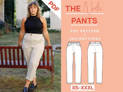 Chino Hose Schnittmuster Damen XS-XXXL Hose Schnittmuster