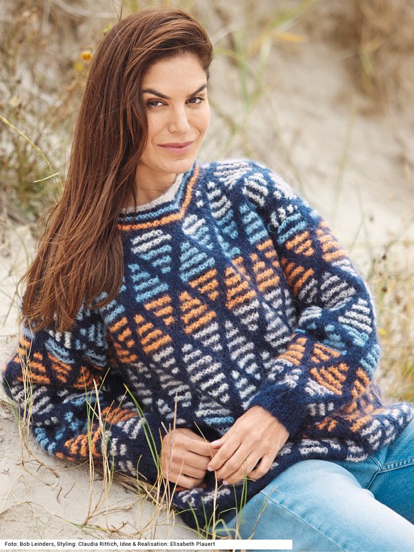 Oversize-Pullover im Hebemaschenmuster