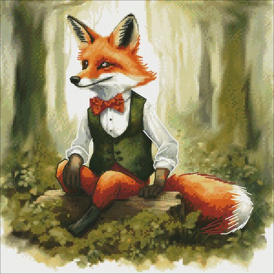 Stickvorlage Kreuzstich Fuchs im Wald 14Ct Sticken