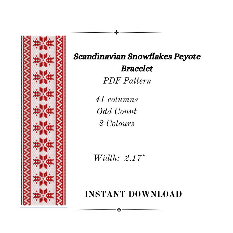 Scandinavian Snowflakes Peyote Stitch Bracelet
