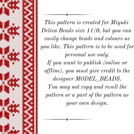 Scandinavian Snowflakes Peyote Stitch Bracelet