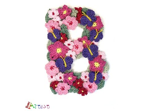 Flower letter B crochet pattern applique