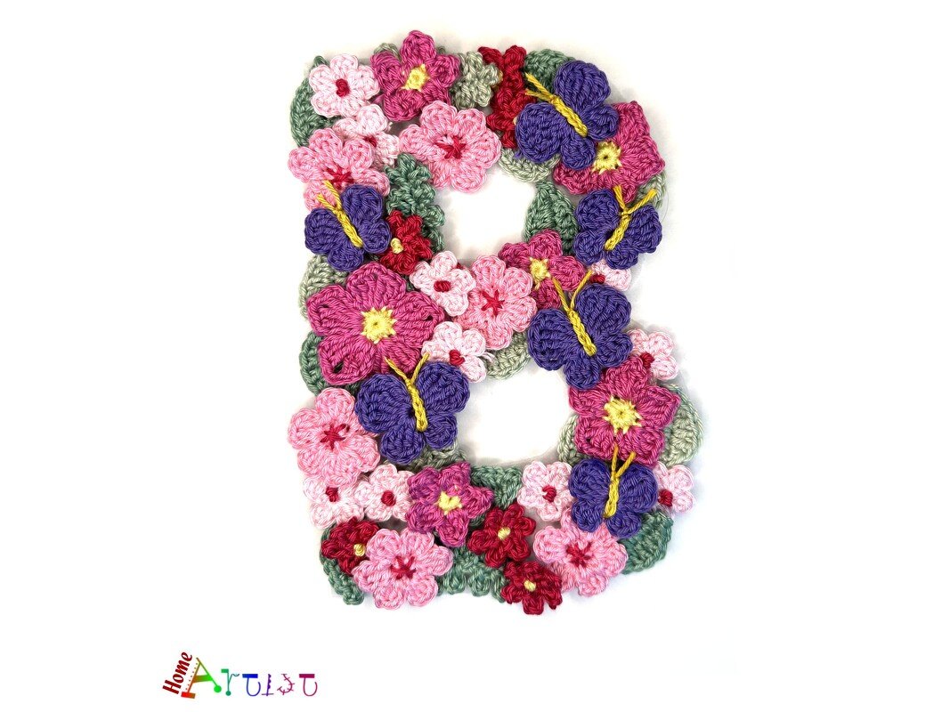 Flower letter B crochet pattern applique - Image 2