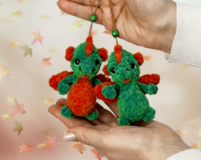 Crochet pattern Plush Dragon. Amigurumi pendant Dragon.