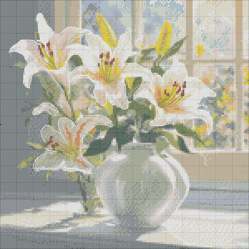 Stickvorlage Kreuzstich Blumevase 14Ct Sticken cross stich pattern