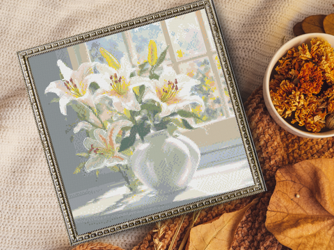 Stickvorlage Kreuzstich Blumevase 14Ct Sticken cross stich pattern