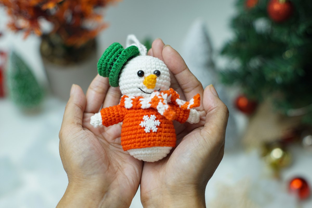 Snowman keychain PDF pattern - amigurumi snowman keychain pattern - Image 3