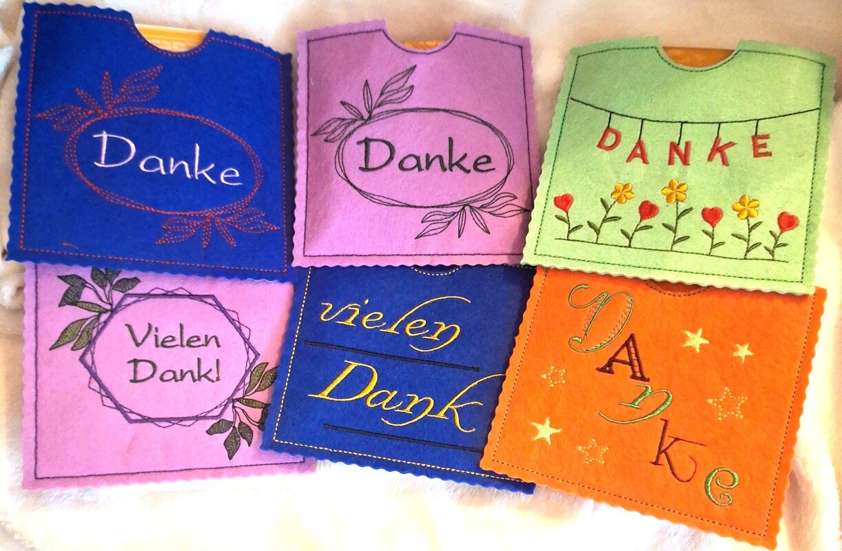 Stickdatei Schokohülle SET danke für quadratische Schokotafel