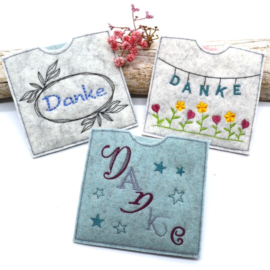 Stickdatei Schokohülle SET danke für quadratische Schokotafel