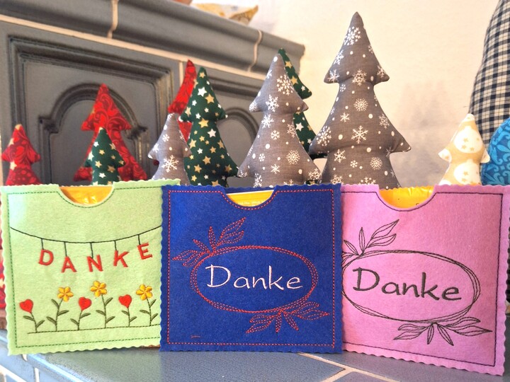 Stickdatei Schokohülle SET danke für quadratische Schokotafel