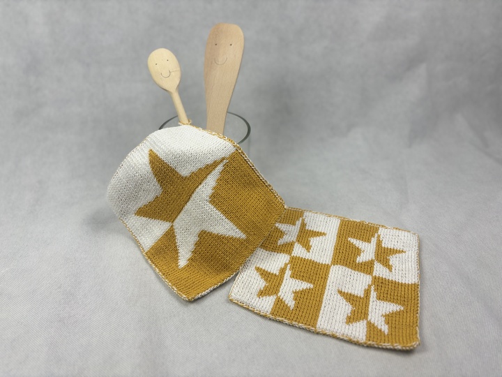 Potholders ‘Star Chef’ – A Double Face Knitting Instruction