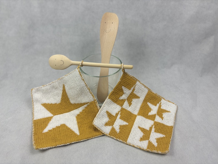 Potholders ‘Star Chef’ – A Double Face Knitting Instruction