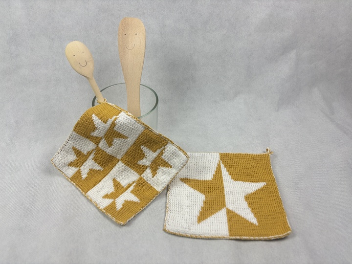 Potholders ‘Star Chef’ – A Double Face Knitting Instruction