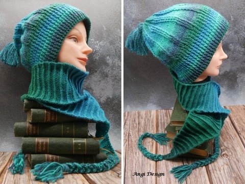 Häkelanleitung Beanie mit Schalkragen