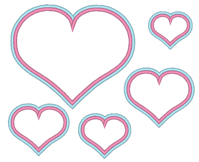 Stickdatei - Herz Buttons Rahmen mit doppeltem Rand in 17 Größen