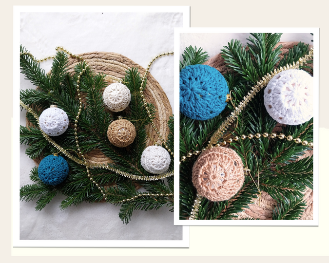 Christbaumkugeln umhäkeln, Weihnachtsbaumschmuck häkeln